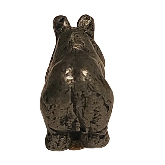 Miniature Rhino Figurine Pewter Sculpture Rhinoceros - Picture 2 of 7